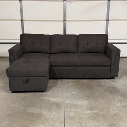 New Dark Brown Sofa Bed Sectional / Couch with Chaise (Can Deliver)