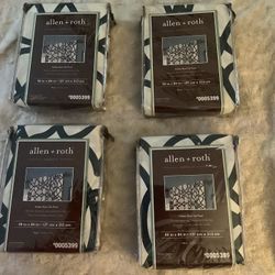 Lot Of 4 Allen And Roth New Navy And White Curtain panels 50” X 84 “ 