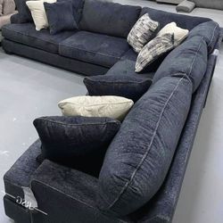 Charcoal L Shaped 3 Piece Modular Sectional Couch W Reversible Cushions ⭐$39 Down Payment with Financing ⭐ 90 Days same as cash