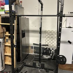 Squat Rack With Smith Machine, Lat Pulldown/Row & Accessories