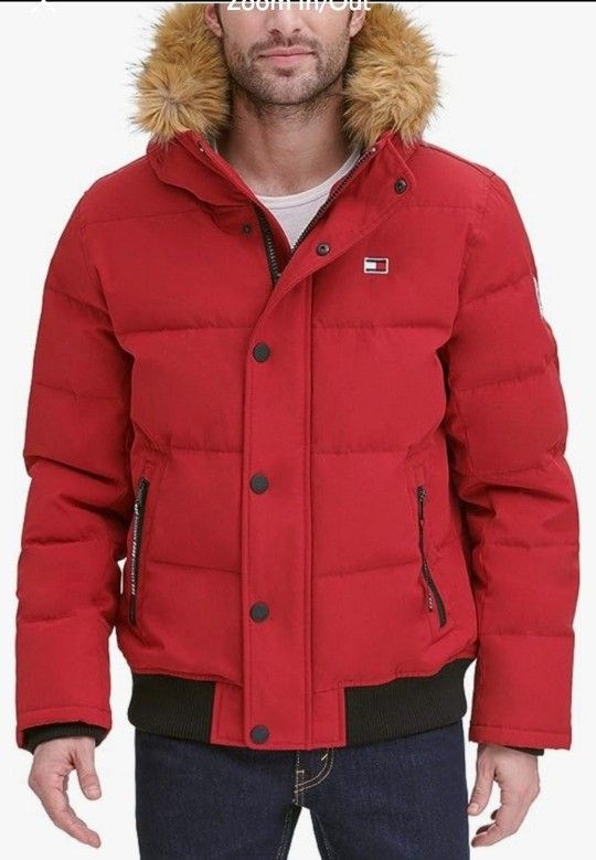 Tommy Hilfiger Arctic Cloth Quilted Snorkel Bomber Jacket.