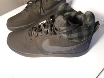 Nike Court Borough MID PLAID SNEAKERS Black/Black 844884-002