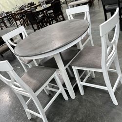 White And Grey 5 Piece Counter Height Dining Set With Shelves Brand New In Box Firm Price $340