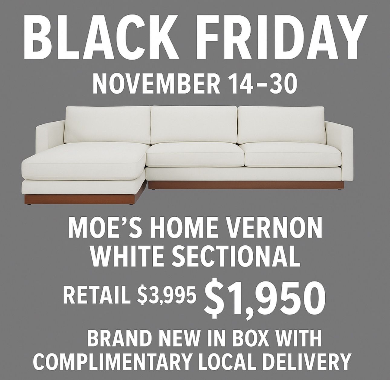 Moe’s home Vernon white sectional