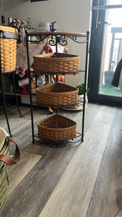 Longaberger 3 Tier Triangle Stand With Baskets