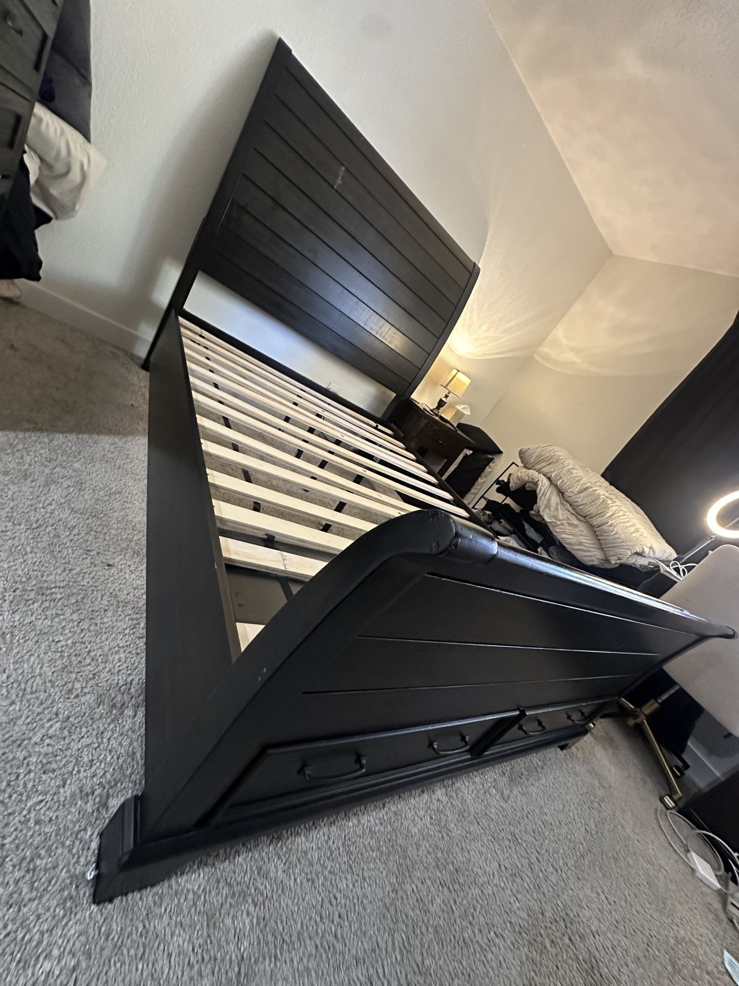 Walnut Queen Storage Bed