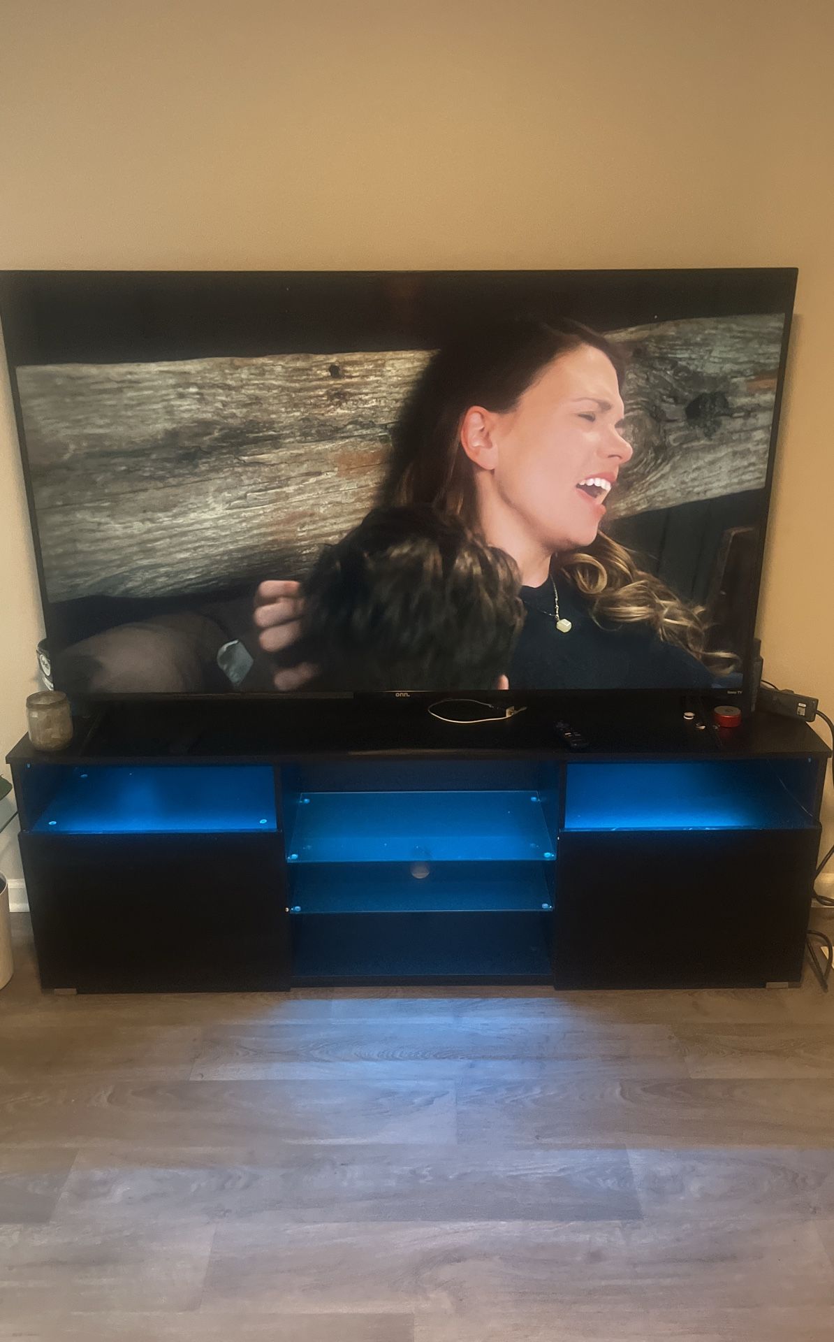 65 Inch Flat Screen And Light/LED Tv Stand $450