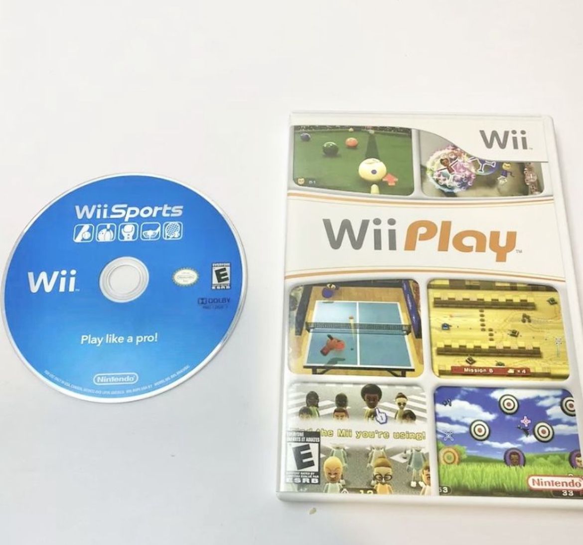 Wii Sports (Disc Only) & Wii Play CIB Complete Video Game Bundle lot of 2 $40 OBO