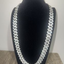 22" Cubic Zirconia Stainless Steel Cuban Link Chain