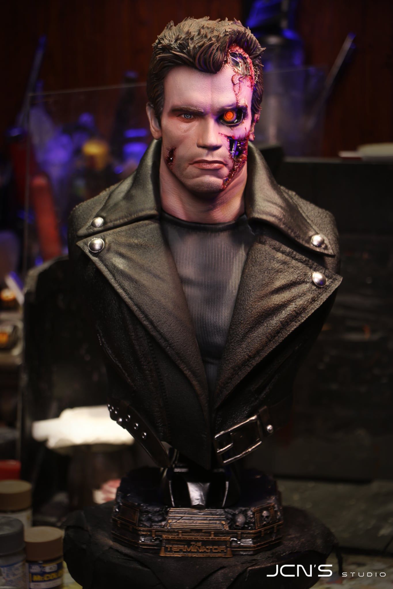 Terminator T-800 Figure | 3D Printed Painted Bust 1/3 scale,7.5 lbs