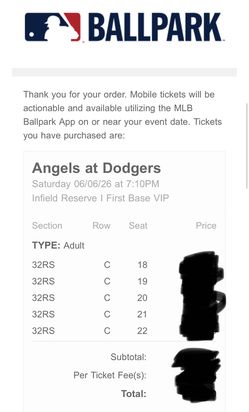 Dodger Tickets Against The Angels