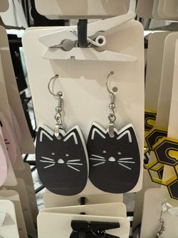 Chunky Cat Earrings Acrylic Handmade