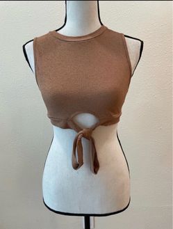 SHEIN Front Tie Sleeveless Crop Top