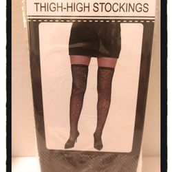 Black Thigh High Stockings - Adult Size  (OSFM) *NIP*
