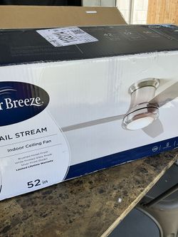 Harbor Breeze Sailstream 52-in Integrated LED Dry Flush Mount Brushed Nickel with Silver Blades Ceiling Fan With Light 3 -Blade