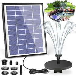 6.5W Solar Fountain Pump Built-in 1500mAh Battery, Solar Water Pump Floating Fountain with 6 Nozzles, for Bird Bath, Fish Tank, Pond or Garden Decorat