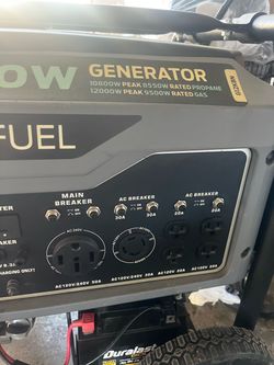 Dual Fuel Generator 12000W Peak Gas 10800W Propane