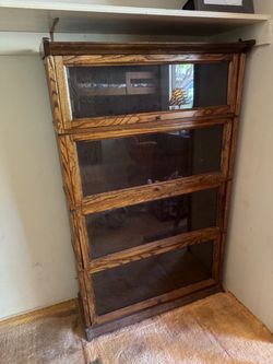 4 stack oak wood barrister bookcase