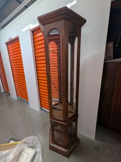Tall Wood and Glass Curio Display Cabinet