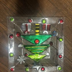 Vintage Glass Christmas Plate