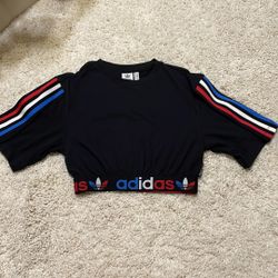 Women’s girls adidas short sleeve top black blue red white small new crop top