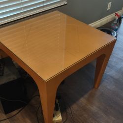 Wooden Table With Glass Top