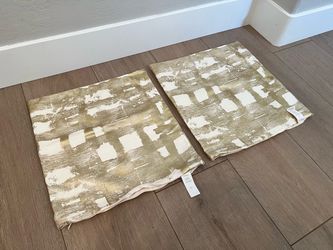 TWO BRAND NEW- 18x18 WEST ELM Gold and White Decorative Pillow Covers- Square Accent Pillows