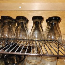 10 Vintage Smoked Heavy Bottom Drinking Glass