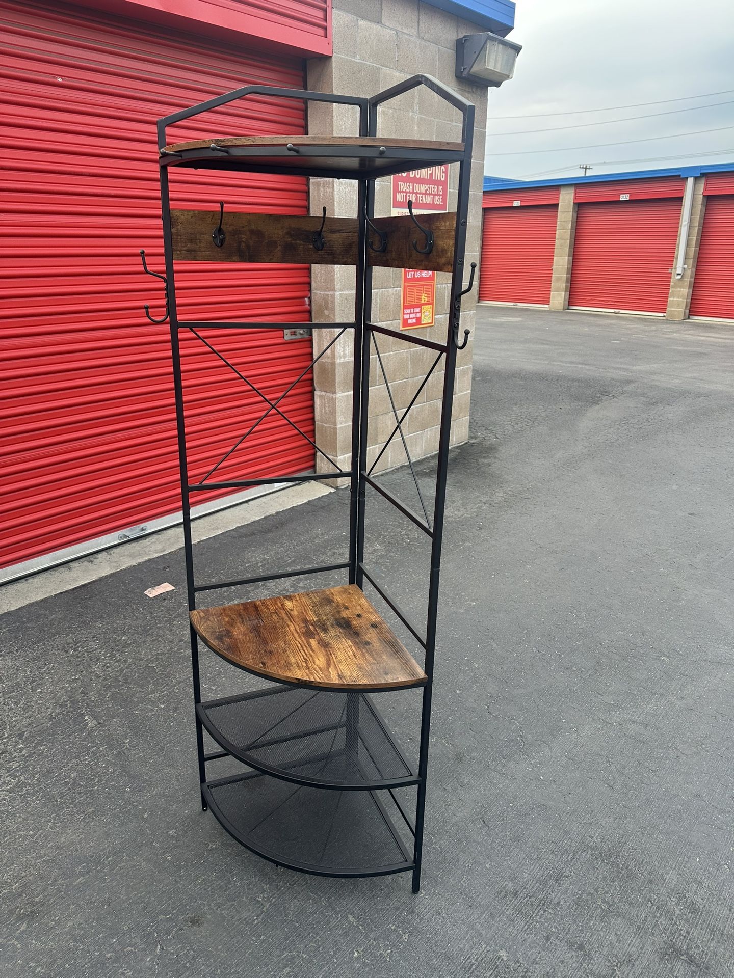 Corner Coat Rack With Shelves