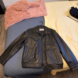 Black Leather Bomber Jacket