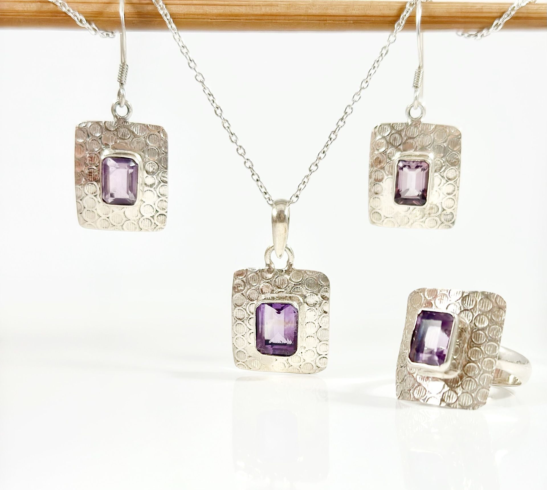 Full Jewelry Set - Pendant, Earrings And Ring 