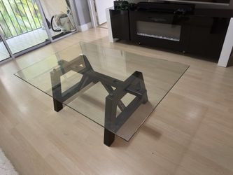 Glass Coffee Table/ Wood