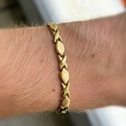 Jewelry 14k hollow yellow gold XO rhombus bracelet 8.00” 5.80mm 7.00g