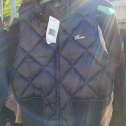 Guess Puff Vest Black Silver Logo