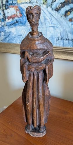 African Hand-Carved St. Francis with Dove