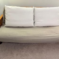 Solid Wood Futon – Couch + Bed | Mattress & Pillows Included