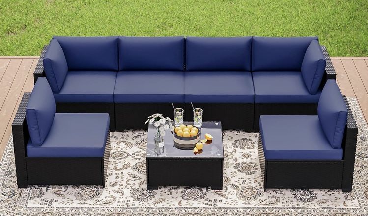 New Assembled 7 Pieces Patio Furniture Sets, Outdoor Furniture Patio Conversation Set