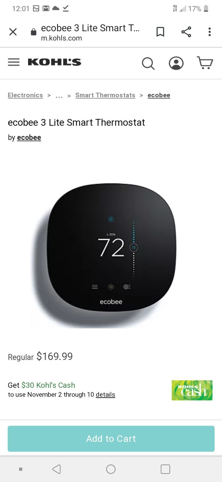 Brand new ecobee3 Wi-Fi thermostat $80 price firm