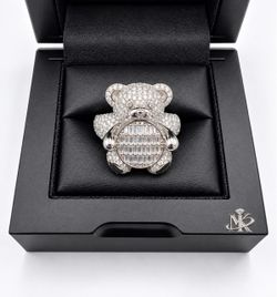 925 Sterling Silver 4.00CTW MOISSANITE Bear Men’s Ring Size 11