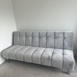 Modern Gray Velvet Sofa Bed/Futon – Excellent Condition