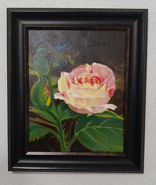 Moody Rose oil painting Signed And FRAMED