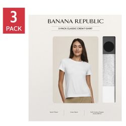 NWT Banana Republic Women's Crewneck Short Sleeve T-shirt, 3-pack L