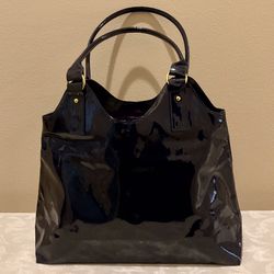 Dark Blue Shiny Plastic Handbag