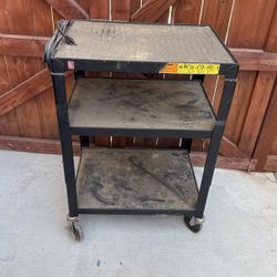 Bretford AV TV Television Projector Mobile Work/computer Cart 3 Shelf Metal Wired Black
