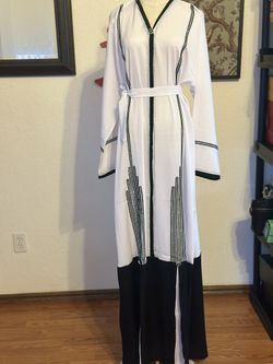 Abaya Dresss White With Stones 