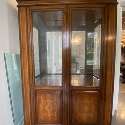 Wood Credenza with Beveled Glass