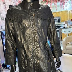 Men/woman Belted faux Leather Jacket 