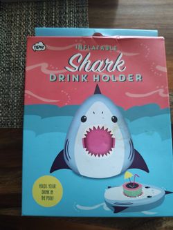 Inflatable pool drink holder--shark