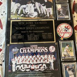 1999 NY Yankees World Series Champions Plaque with 4 Baseball Cards Inc. Jeter
