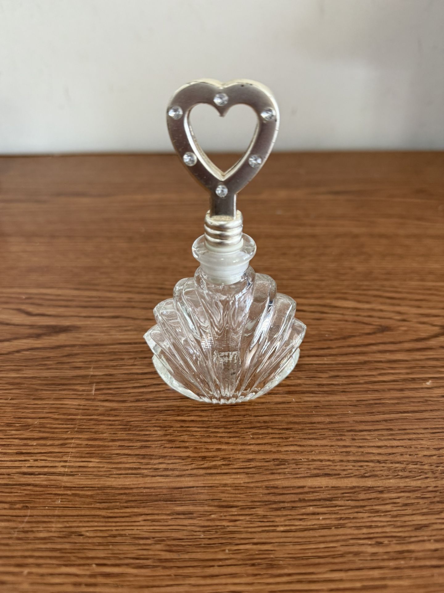 Glass Perfume Bottle W/Heart Shaped Lid